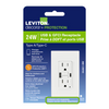 Leviton 15A GFCI Combination Receptacle Type A/C USB In-Wall Charger in White