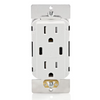 Leviton Decora USB Receptacle 60W (6A) Dual Type-C/C Power Delivery 15A in White