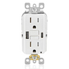 Leviton 15A GFCI Combination Receptacle Type A/C USB In-Wall Charger in White